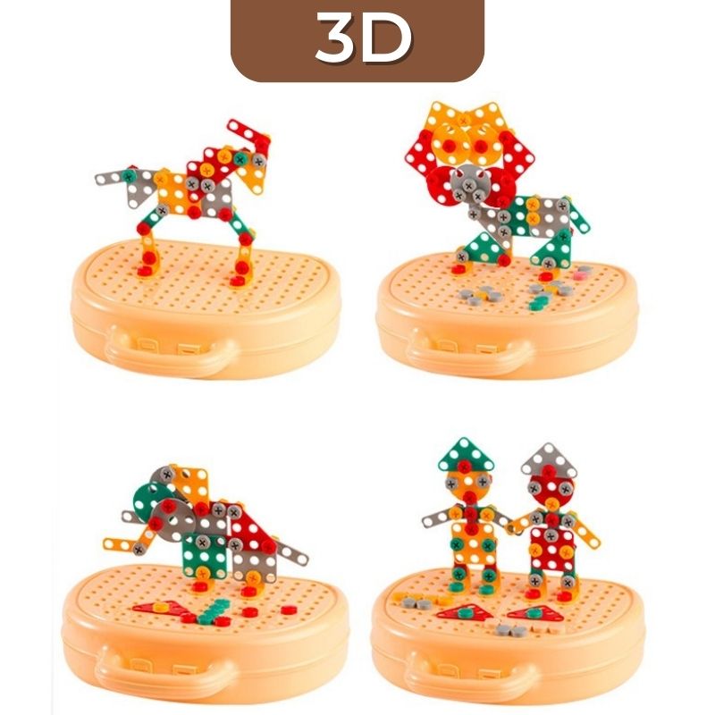 CreatiScrew™ Perceuse Électrique et puzzle 2D et 3D pour enfants