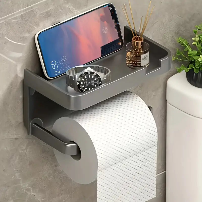 Porte papier-toilette auto-adhésif avec rangement